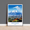 Santiago Travel Print Wall Art, Travel Poster of Santiago, Santiago Art Gift, Chile Art Lovers Gift,