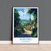 Burford Travel Poster, Travel Print of Burford, Oxfordshire Gift, England, Burford Art Lovers Gift, Wall Art Print