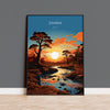 Zambia Travel Poster Wall Art, Travel Print of Zambia Sunset, Zambia Gift, Zambia Travel Art, Africa Art Lovers Gift,