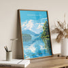 Derwentwater Travel Poster, Derwentwater Travel Print, England, Cumbria Art Lovers Gift, Derwentwater Gift, Lake District, Wall Art Print