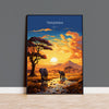 Tanzania Travel Poster, Travel Print of Tanzania, Tanzania Gift, Tanzania Sunset Africa, Africa Art Lovers Gift, Wall Art Print