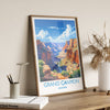 Grand Canyon Travel Print Wall Art, Travel Poster of Grand Canyon, Grand Canyon Art Lovers Gift, Arizona, USA Travel Art