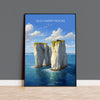 Old Harry Rocks Print, Travel Poster of Old Harry Rocks, England, Dorset Coast Art, Dorset Art Lovers Gift, Wall Art Print