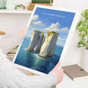 Old Harry Rocks Print, Travel Poster of Old Harry Rocks, England, Dorset Coast Art, Dorset Art Lovers Gift, Wall Art Print