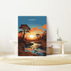 Zambia Travel Poster Wall Art, Travel Print of Zambia Sunset, Zambia Gift, Zambia Travel Art, Africa Art Lovers Gift,