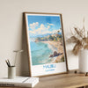 Malibu Travel Print, Travel Poster of Malibu, California, Malibu Art Lovers Gift, USA Gift, Wall Art Print