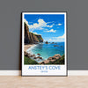 Ansteys Cove Print Wall Art, Travel Poster of Ansteys Cove, England, Devon Art Gift, Ansteys Cove Art Lovers Gift, England Wall Art Print