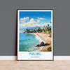 Malibu Travel Print, Travel Poster of Malibu, California, Malibu Art Lovers Gift, USA Gift, Wall Art Print