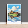 Krakow Travel Print, Travel Poster of Krakow, Poland Poster, Krakow Art Gift, Poland Art Lovers Travel Gift