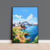 Sydney Travel Poster Wall Art, Travel Print of Sydney, New South Wales Art, Australia Art Lovers Gift, Sydney Travel Art Gift