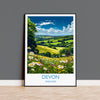 Devon Print Wall Art, Travel Poster of Devon, England, Devon Art Gift, Devon Countryside Art, England Wall Art Print